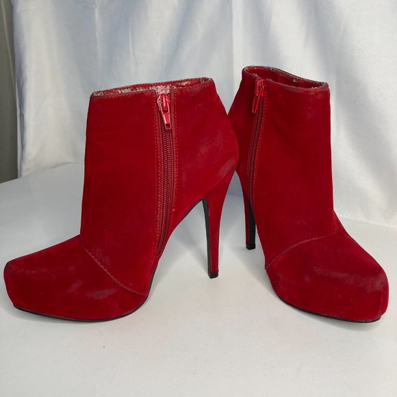 Stunning Charlotte Russe High Heel Platform Ankle Boots Size 6 Red - Picture 5 of 11